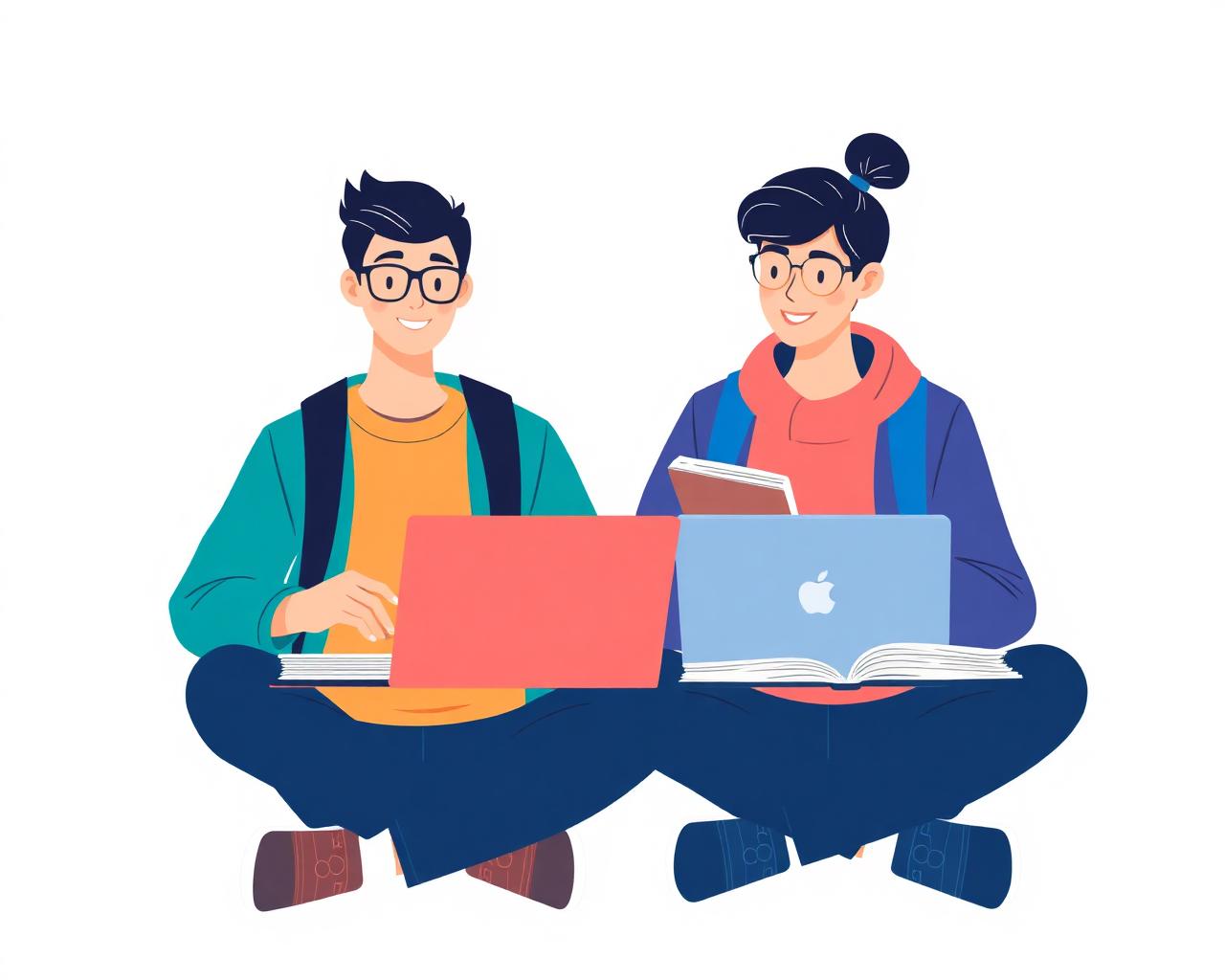 Estudiantes de escuela y universidad estudiando juntos